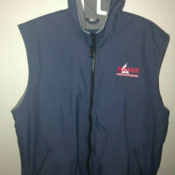 NAVIS MEN’S OUTDOOR SAILING NAVY BLUE FLEECE LINED ZIP VEST - Picture 1 of 6